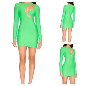 superdown Neon Green Cut-Out Mini Dress